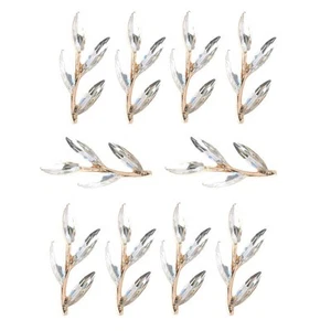 10pcs Alloy Crystal Leaves Branch Flat Back Craft Buttons - Picture 1 of 7