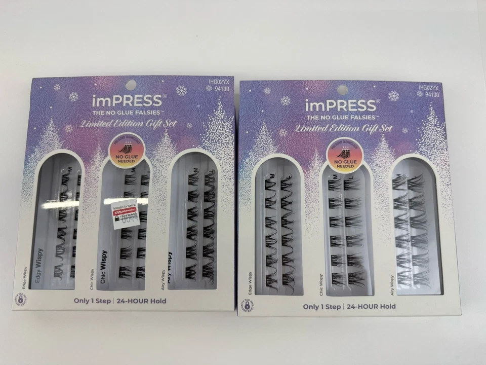 2X Pestañas Autoadhesivas Kiss imPRESS Sin Pegamento Falsies Racimo Wispy Foto 1 de 3