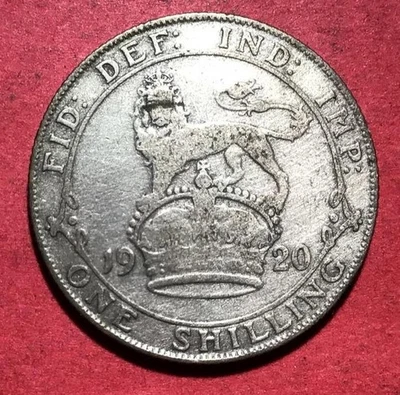 1920 British King George V Xelim PRATA! Muito bom estado! Moeda britânica antiga! - Imagem 1 de 2