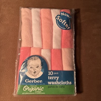Paquete de 10 paños de felpa Gerber toallas de baño de algodón orgánico para bebés infantiles Foto 1 de 4