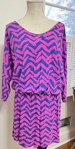 Lilly Pulitzer Cara rosa/marine Chevron Möwe Drop Waist Kleid Gr. Large - Bild 1 von 8