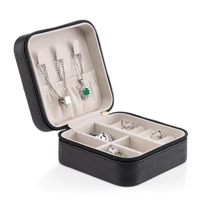 Small Faux Leather Travel Jewelry Box Organizer Display Storage Case for Ring... - Picture 1 of 6