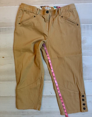 Calça cropped Tommy Bahama amarela dourada tamanho 10 feminina 21,5" costura interna - Imagem 1 de 4