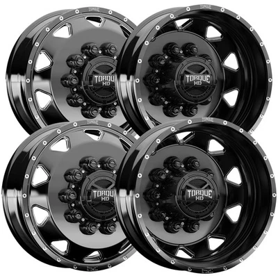 Set of 4-19.5" Inch Torque TW643 Haulin Dually 10x225 Black/Milled Wheels Rims Foto 1 de 4