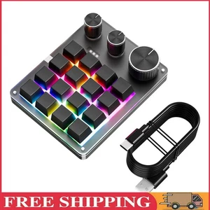 16 Keys 3 Knobs One-Handed Keyboard Type-C Wired Programmable Macro Pad(Black) - Bild 1 von 11