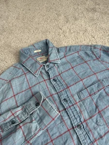 Faherty Indigo Washed Windowpane Plaid Ventura Blue Red Shirt Men’s S - Picture 1 of 5