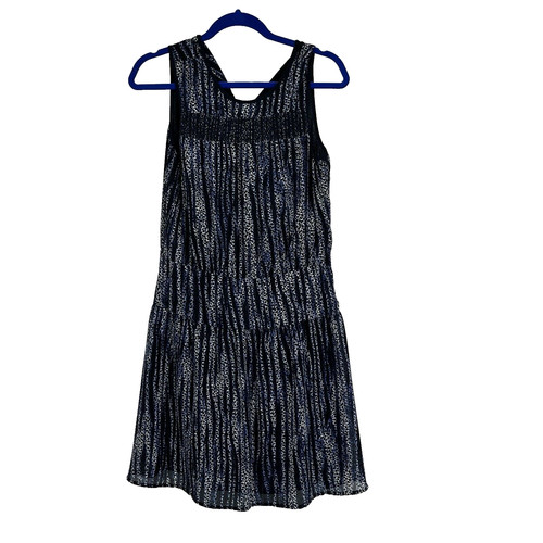 Abito Michael Michael Kors donna 8 blu stampa animalier orlo a strati canotta mini