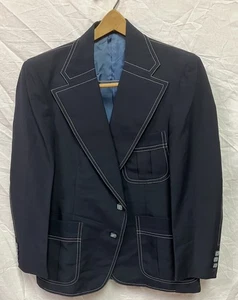 Vintage 1970’s White Stitch Leisure Suit Sport Coat Jacket Don Pietro Buttons - Picture 1 of 8