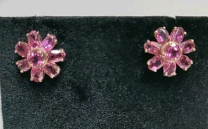 14 K Pink Tourmaline Flower Earrings - Picture 1 of 4