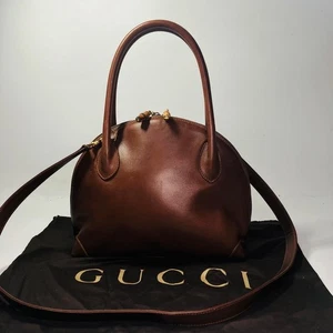 Gucci Bambus Leder 2 Wege Handtasche Schultertasche Crossbody Tote Bag Braun - Bild 1 von 24