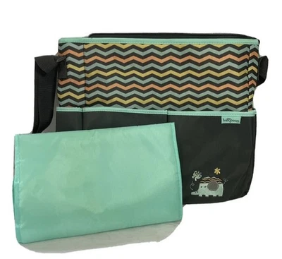 Bolsa de pañales Baby Boom gris menta verde elefante cambiador almohadilla 8 bolsillos nueva Foto 1 de 4