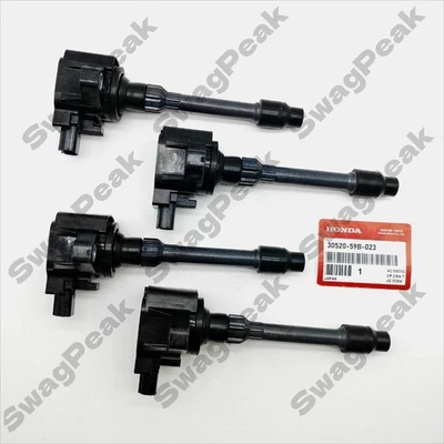 Bobina de encendido Hitachi genuina 4 piezas #30520-59B-013 para Honda Civic Accord Acura Foto 1 de 4
