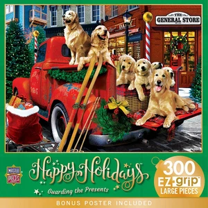Master Pieces Happy Holidays Guarding the Presents 300 Teile EZ GripPuzzle komplett - Bild 1 von 3