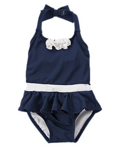 Neu mit Etikett Gymboree Retro Rock Rüschen Blume Einteiler Badeanzug Schleife Neckholder Top 2T 5T - Bild 1 von 1