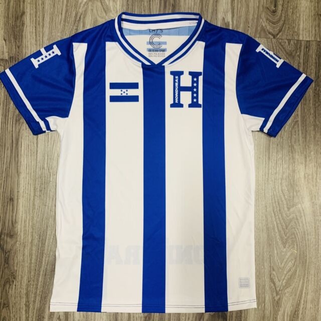 CAMISA BLANCA PARA NIÑOS SELECCION HONDURAS CON LA H BORDADA Y BANDERA  GRABADA