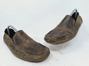 Bed Stu Mens Keeper Driving Loafer Brown Leather Embroidered Shoes Distressed 10 - Picture 1 of 8