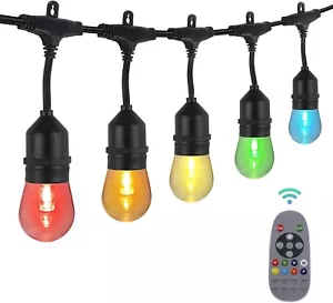 HBN 48ft Outdoor String Lights RGBW-Remote Controlled Outside String Lights Mult - Picture 1 of 7