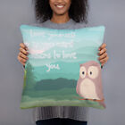 Child Psychologist Office Pillow Gifts, Love Yourself Therapist Owl Cushion
