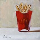 McDonald's food Still Life Signed by Natalie Demenko Oil painting  UKRAINE 8x8