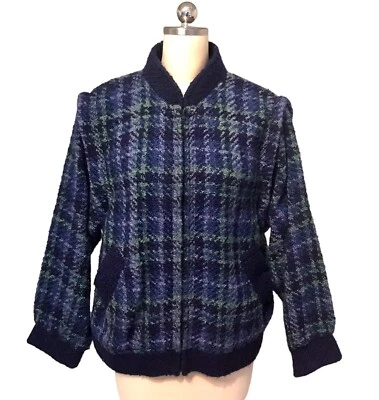 Jaqueta de lã irlandesa Boyne Valley Weavers xadrez Glen mangas removíveis feminina tamanho P - Imagem 1 de 4