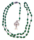 Rosary Beads Celtic Cross Molded Green Glass Crucifix Silver Tone Erin Ireland