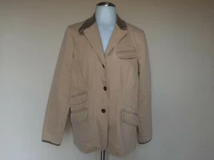Ralph Lauren Women's Canvas Barn Field Coat Hunt Jacket Khaki Tan Corduroy Trim - Picture 1 of 12