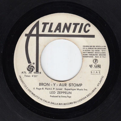 LED ZEPPELIN BRON Y AUR STOMP IMMIGRANT SONG ITALY JUKE BOX 7' PS 45 rpm RECORD - Image 1 of 2