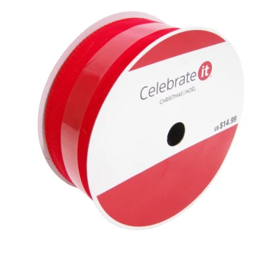 Red Velvet Wired Ribbon - 2.5 in x 50 ft Roll - Image 1 of 4