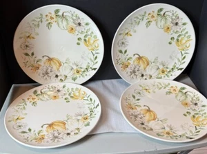 Set of 4 Robert Stanley 10 1/2" Fall Pumpkin Dinner Plates - Picture 1 of 1