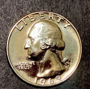 1969-S Proof Washington Quarter brillante sin circular 25 (C) - Imagen 1 de 2