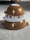vintage Pyrex federal Eagle brown and gold Set of three mixing bowls