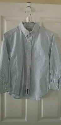 Camisa de vestir Oxford manga larga a rayas azul marino/blanco antigua - talla 8 Foto 1 de 2