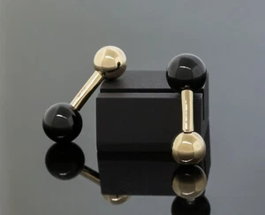 Vintage Tiffany & Co. Schwarz Onyx Kugel Barbell Manschettenknöpfe 14K Gold Herren Schmuck - Bild 1 von 5