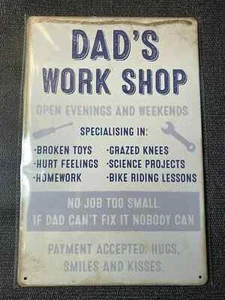 Dads Workshop Metal Wall Sign Plaque, Fathers Day Gift For Shed, Dad Sign - Picture 1 of 1