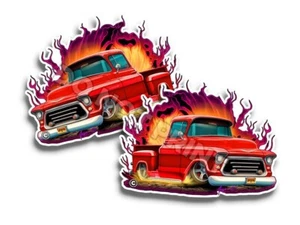 Rot 1957 Chevy Pickup klassische Vinyl-AUFKLEBER Wandaufkleber C35509 2er-Pack - Bild 1 von 4