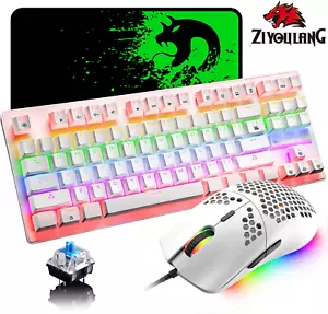 Wired Keyboard and Mouse Combo Multicolour Backlit Gaming 6400DPI for Windows PC - Picture 1 of 16