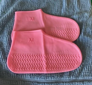 Pink Waterproof Silicone Shoe Covers, Reusable Rubber Rain Protectors - Picture 1 of 2