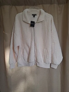 Neu mit Etikett Forever 21 - weiße Sherpa-Jacke Größe Large - Bild 1 von 9