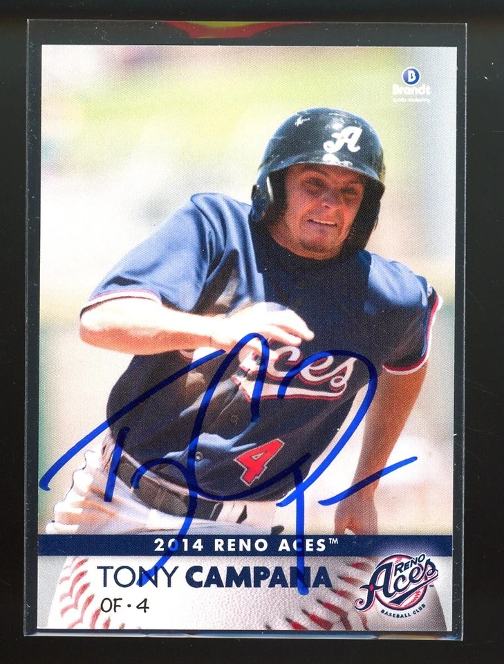 2014 Reno Aces TONY CAMPANA Signed Card autograph AUTO CUBS - Image 1 of 1