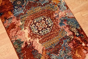 2 x 3 ft Blue Modern Mamluk Afghan Hand Knotted Abstract Medallion Small Rug - Picture 1 of 11