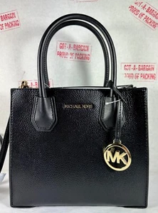 Borsa a tracolla media Michael Kors Mercer in pelle ciottolata nera - Foto 1 di 11