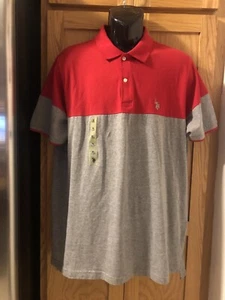 NWT U.S. Polo Assn. Polo Shirt Colorblock Red/Gray Men’s Size XL - Picture 1 of 11