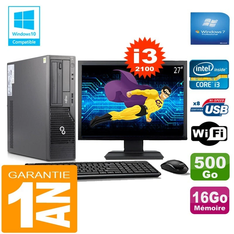 PC Fujitsu Esprimo E500 E85+ SFF I3-2100 RAM 16Go Scheibe 500Go Wifi W7 Sieb 27 - Bild 1 von 1