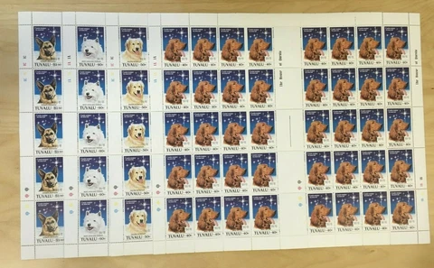 FULL SHEETS Tuvalu 1994 SC 662-5 - New Year of the Dog - 4 Sheets of 40 - MNH Cover