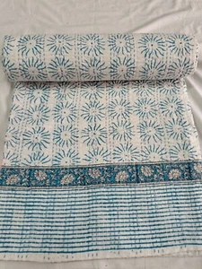 Indische Hand Blockdruck Kantha Quilt Tagesdecke Bettwäsche Decke Überwurf Baumwolle Boho - Bild 1 von 7