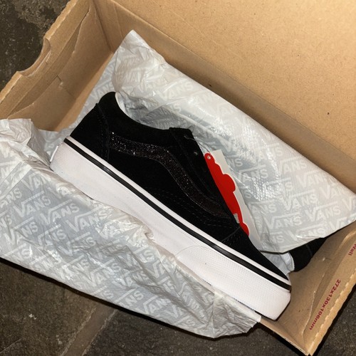 Scarpe a righe laterali nere glitter Vans Oldol Skoolbuuxno1 VN0 perbini. bambin Tagli