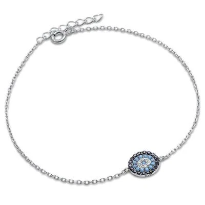 Brazalete de plata de ley .925 nano turquesa, circonita cúbica blanca y negra Foto 1 de 2