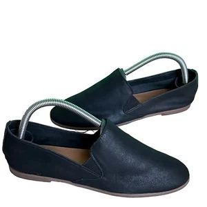 Lucky Brand Flat Shoes Womens 7.5 Black Charsa 2 Leather Casual Slip On Loafer - Picture 1 of 15