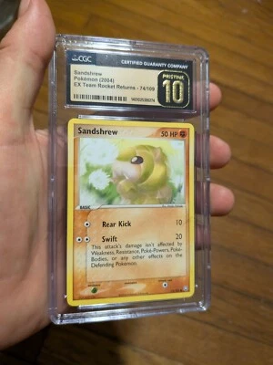 (POP 8) CGC PRISTINE 10 Sandshrew 74/109 2004 EX Team Rocket Returns Pokemon - Image 1 of 4