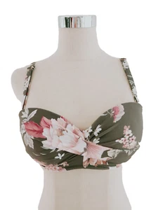 Sea Level Swim Martini Bikini Set Bandeau Bra High Waisted Bottoms Size 10 Khaki - Picture 1 of 12